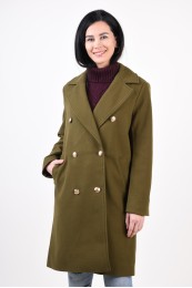 Palton Dama Vila Joso Button Dark Olive